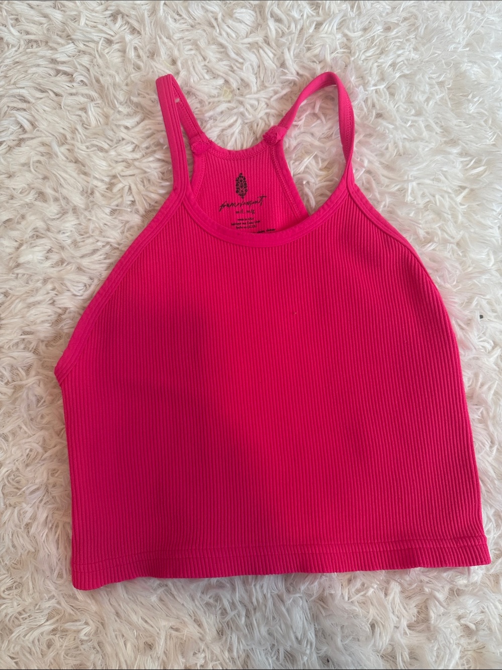 FP movement Bright Hot Pink Ribbed Cropped Tank